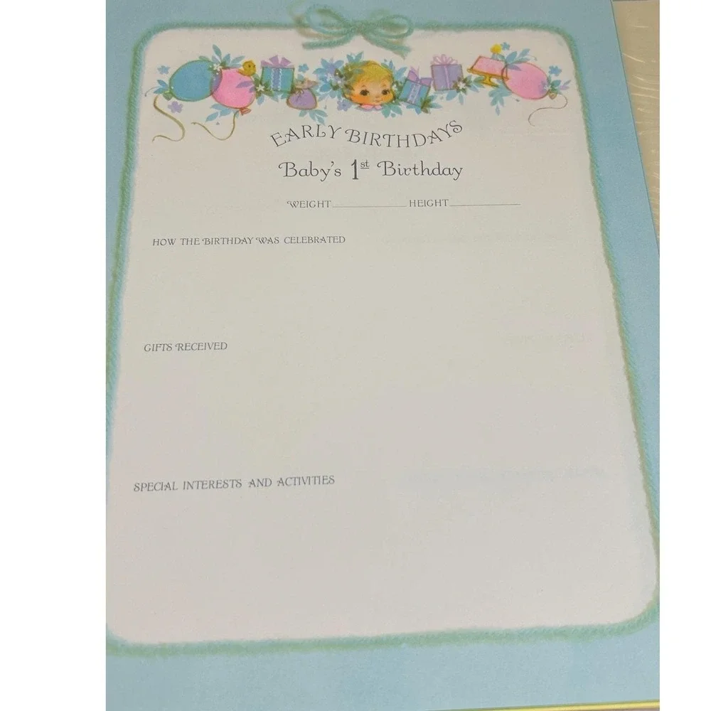 Hallmark Baby Keepsake Album Kids OS Blue Paper Vintage Duckling Rare